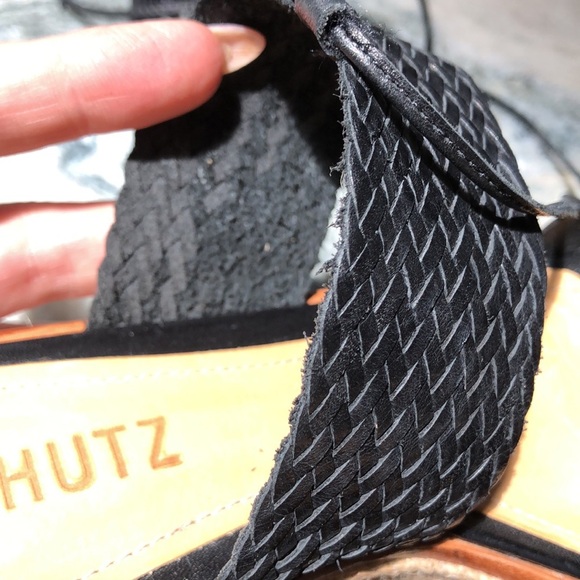 Schutz black woven leather platform espadrille like new ankle with tassel 5.5 - Picture 10 of 10